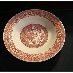 Vintage Royal China Willow Ware Red Noodle Bowl 8.5"‎ small chip underside rim